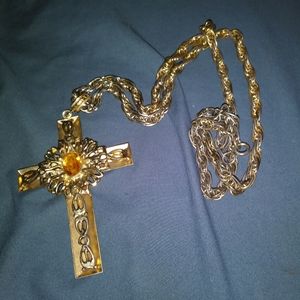 Vintage Whiting & Davis oversized cross necklace